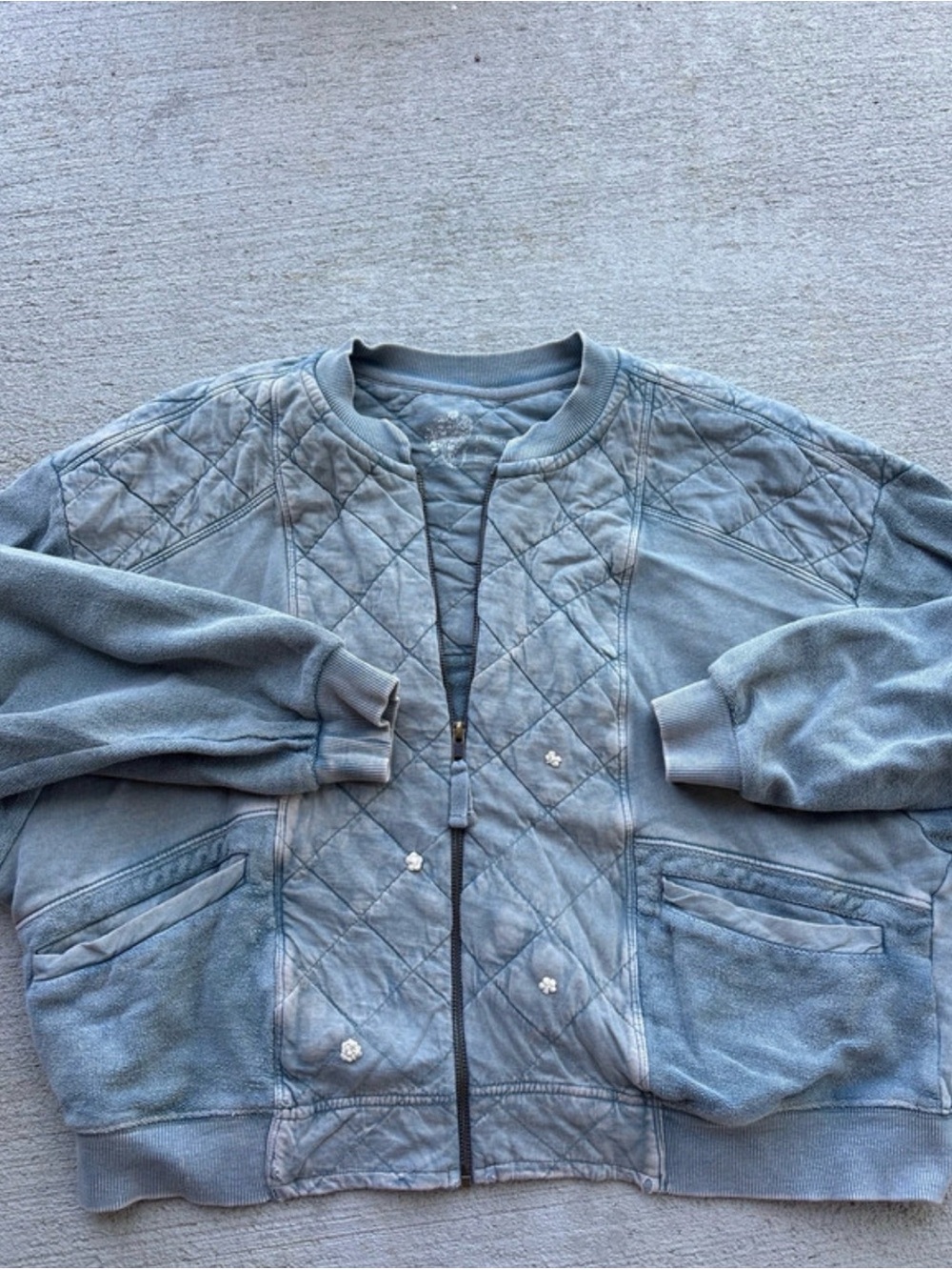 Pilcro Quilted Light Blue Bomber Jacket